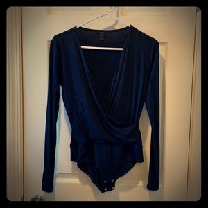 J. Crew wrap body suit, navy, small, long sleeve